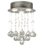 Polished Chrome & Faceted Clear Jewels Decorative 3 Lamp Flush Ceiling Light 25cm