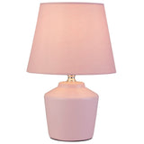 Soft Pink & Cotton Tapered Drum Shade Vintage Table Desk Lamp 26cm