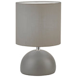 Grey Ceramic & Cotton Drum Shade Vintage Table Desk Lamp 26cm