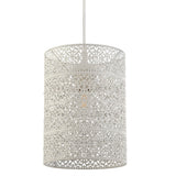 Cream Metal & Faceted Jewels Vintage Moroccan Style Cylindrical Drum Lampshade 18.5cm