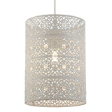 Matt White Metal Fretwork & Acrylic Jewel Vintage Easy Fit Pendant Shade 26cm