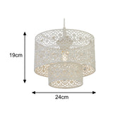 Matt White Fretwork Metal Drum Shade