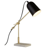 Gold & Black Dome Head Vintage Desk Lamp with White Marble Base 46cm
