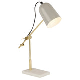 Gold & Grey Dome Head Vintage Desk Lamp with White Marble Base 46cm