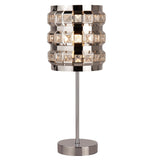 Polished Chrome & Square Clear Faceted Jewels Vintage Retro Cylindrical Table Lamp 400mm