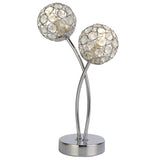 Polished Chrome & Acrylic Jewel Bead Decorative 2 Lamp Table Light 30cm