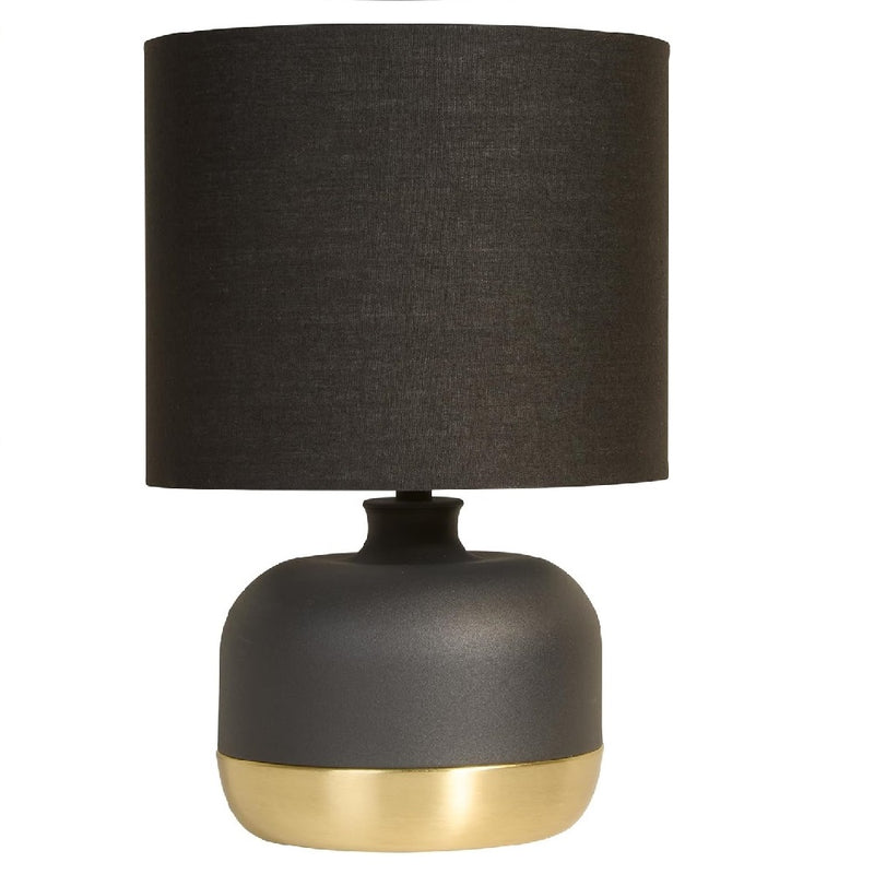 Britalia BR701776 Black and Gold Modern Touch Table Lamp with Black Cotton Shade 27cm Height
