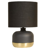 Britalia BR701776 Black and Gold Modern Touch Table Lamp with Black Cotton Shade 27cm Height