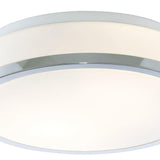Polished Chrome Bathroom Modern Round Flush Light with Glass Shade 280mm