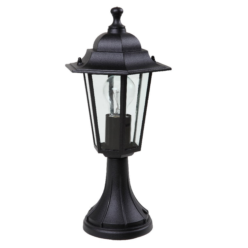 Britalia BR7112402012 Black Outdoor Vintage Lantern Head Pedestal Post Light 385mm | IP44 Outdoor Rated