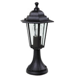 Black Outdoor Vintage Lantern Head Pedestal Post Light 38.5cm IP44