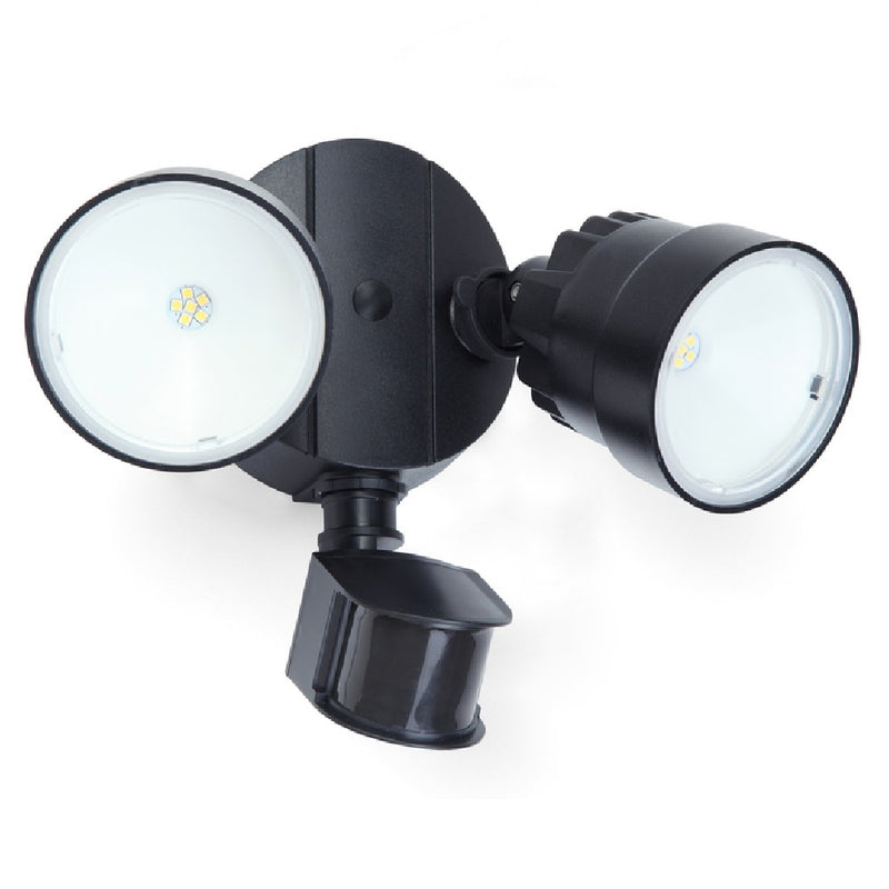 Britalia BR7622104330 LED Matt Black Outdoor Modern Double Adjustable Head Flood Wall Light with PIR
