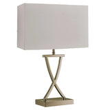 Antique Brass Modern Cross Stem Table Lamp with Rectangle White Shade 49cm