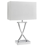 Polished Chrome Modern Cross Stem Table Lamp with Rectangle White Shade 49cm