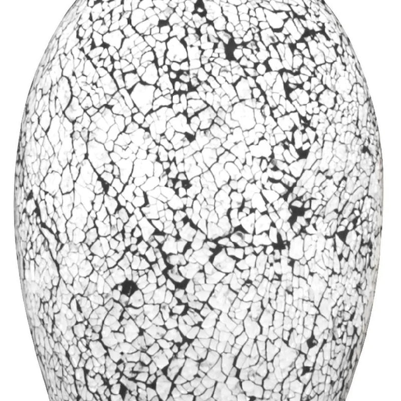 White Crackle Glass and Satin Chrome Single Lamp Dome Pendant