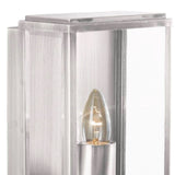 Satin Chrome Outdoor Vintage Rectangle Flush Lantern Wall Light with Clear Glass IP44