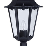 Black Outdoor Traditional Lantern Post Pedestal Light with Clear Glass 530mm
