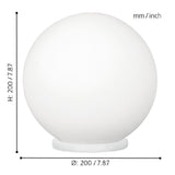 Frosted White Glass Globe Table Lamp