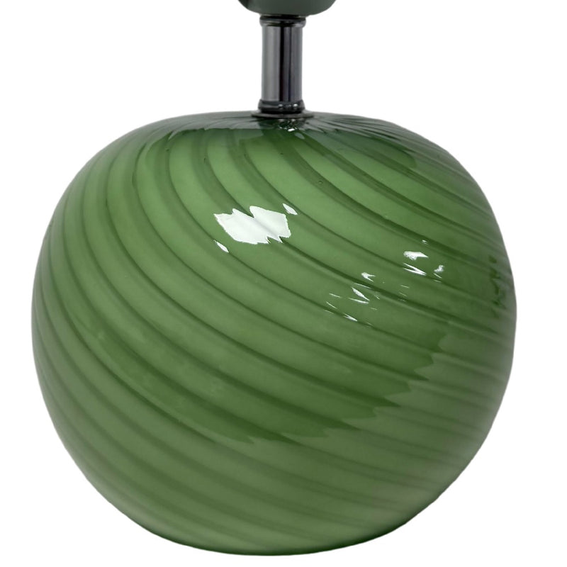 Green Glossy Glass Table Lamp with Shade