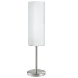 Satin Nickel & White Opal Frosted Glass Vintage Cylinder Table Lamp 46cm
