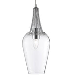 Polished Chrome & Clear Glass Modern Single Lamp Pendant Light 240mm