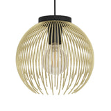 Black and Gold Metal Modern Round Wire Cage Pendant Light 110cm