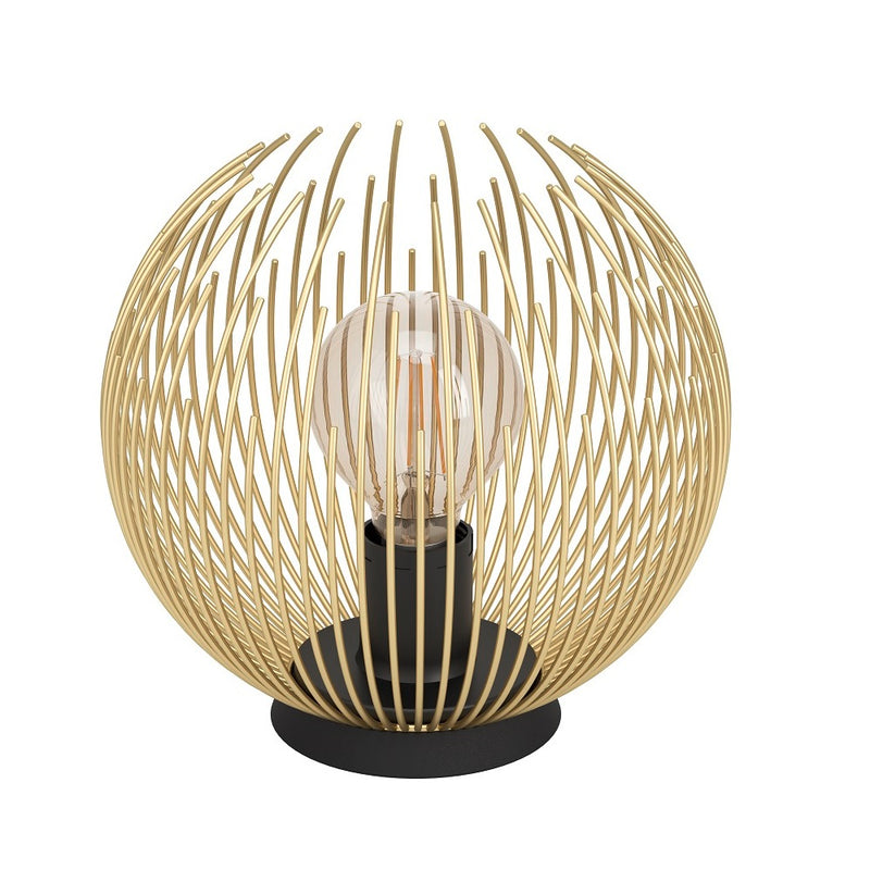 Britalia BR900168 Black and Gold Metal Modern Round Wire Cage Table Lamp - 23cm Diameter