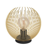 Britalia BR900168 Black and Gold Metal Modern Round Wire Cage Table Lamp - 23cm Diameter