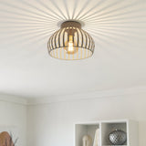 Cream Bird Cage Flush Dome Ceiling Light