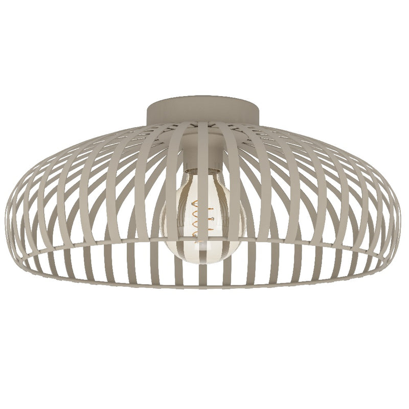 Britalia BR901747 Matt Cream Vintage Metal Banded Dome Flush Ceiling Light - 43cm Diameter