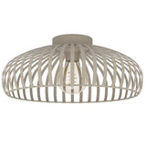Matt Cream Vintage Metal Banded Dome Cage Flush Ceiling Light 43cm