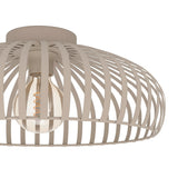 Matt Cream Vintage Metal Banded Dome Flush Ceiling Light 43cm