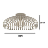 Vintage Cream Domed Metal Band Ceiling Light