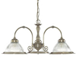 Antique Brass 3 Lamp Pendant Light with Clear Ribbed Glass 620mm