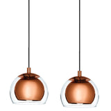 Copper & Clear Glass Dome Shades Modern 3 Lamp Bar Pendant