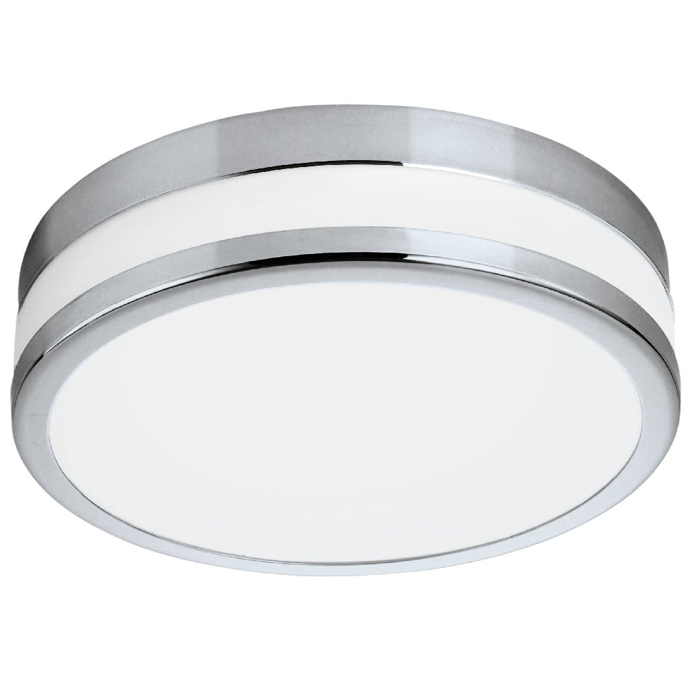 Britalia BR94998 LED Polished Chrome and White Glass Bathroom Round Flush Ceiling Light