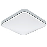 LED Chrome & White Bathroom Modern Square Flush IP44 1500lm 29cm