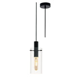 Black & Clear Glass Vintage Cylindrical Ceiling Pendant Light 110mm