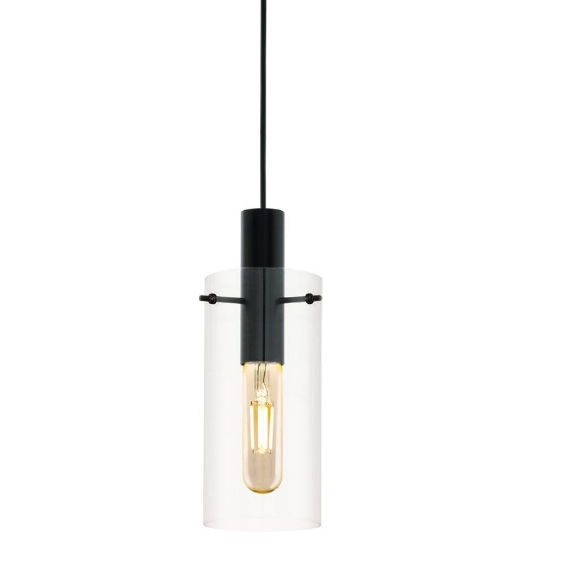 Black metal and glass Vintage pendant