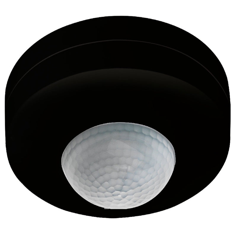 Black Modern Round 360 Degree PIR Flush Motion Sensor 90mm