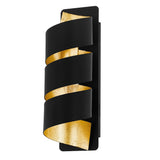 Britalia BR98755 Black and Gold Leaf Effect Modern Spiral Ribbon Wall Light - 25cm Height