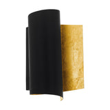 Britalia BR98759 Black and Gold Leaf Effect Modern Curved Wall Light - 25cm Height
