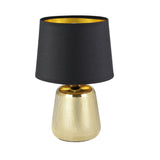 Britalia BR99331 Gold Ceramic Vintage Patterned Table Lamp with Black Fabric Shade - 30cm Height
