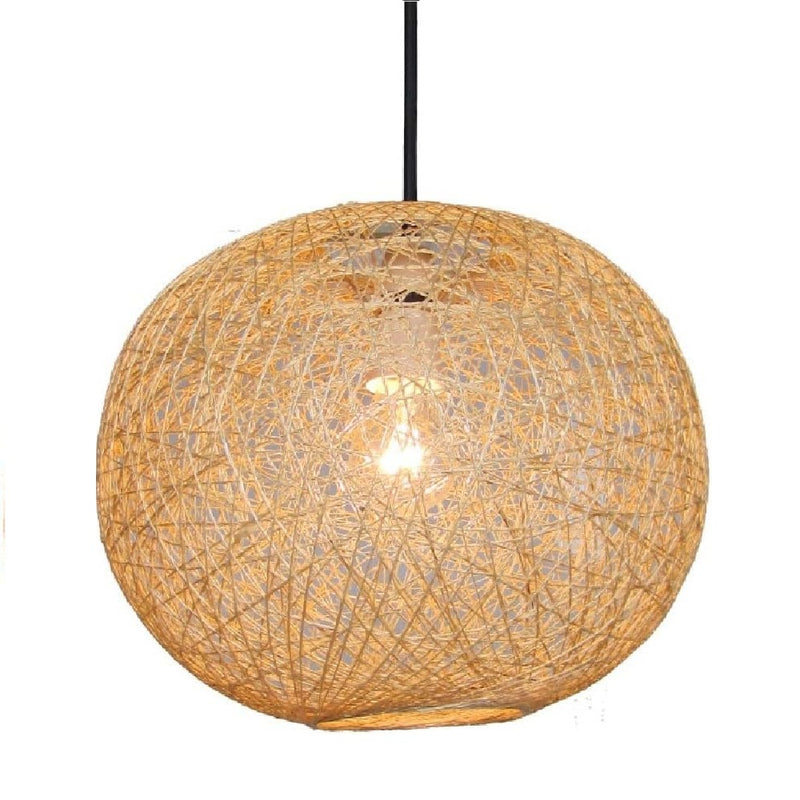 Britalia BRAB12NAT Natural Woven String Ball Vintage Retro Easy Fit Round Globe Pendant Shade