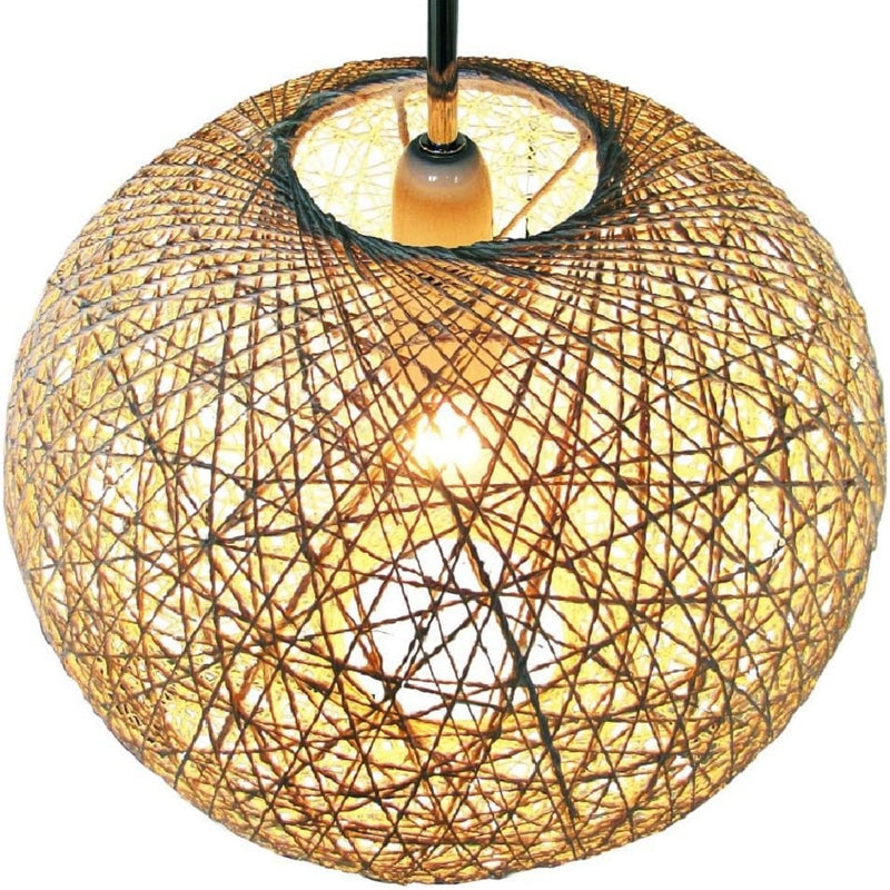 Natural Woven String Ball Vintage Retro Easy Fit Round Globe Pendant Shade