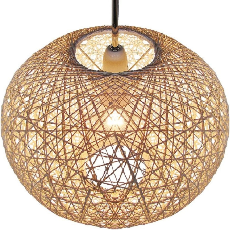White Woven String Ball Vintage Retro Easy Fit Round Globe Pendant Shade