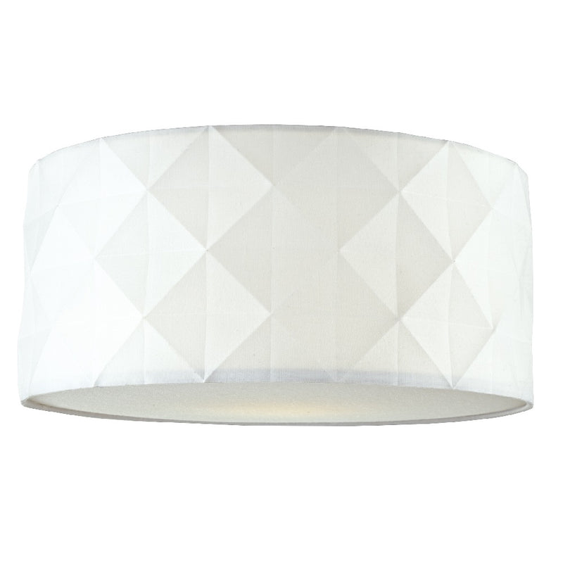White Cotton Faceted Geometric Retro Easy Fit Drum Pendant Shade with Diffuser 40cm