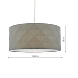 Grey Cotton Faceted Geometric Retro Easy Fit Drum Pendant Shade with Diffuser 40cm