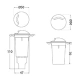 Aldo Black 1L Recessed Light Dimensions