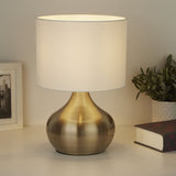 Brass & White Shade Retro Touch Desk Light